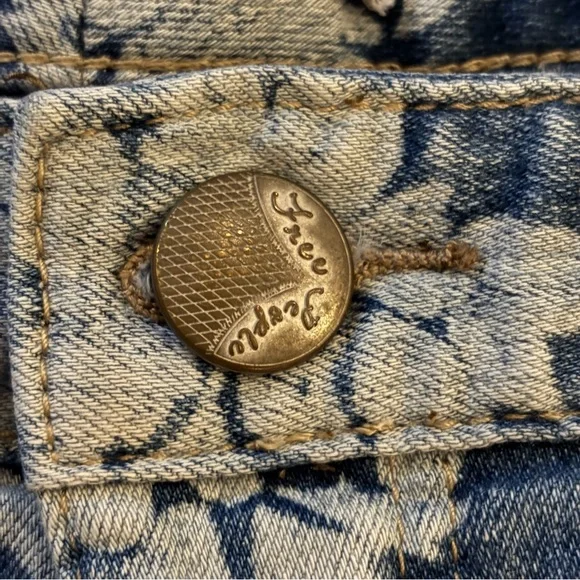 Free People Blue Printed Floral Ankle Cotton Jeans size 28 - Picture 5 of 12